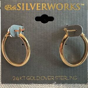 NWT Belk Silverworks Gold Hoop Earrings New